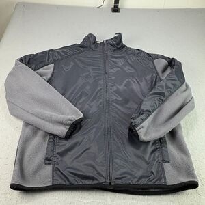 Nike Jacket Mens Large Black Gray Fleece Softshell Full Zip Outdoor Coat VTG Y2K